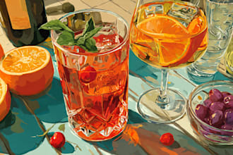 draw food and drink illustration for you