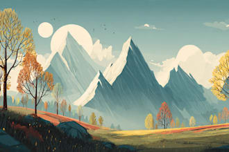 create flat landscape illustration of nature and background vector art