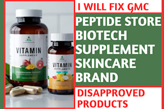 fix gmc policy violations for peptide supplier, research store, lab, biotech