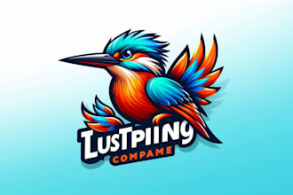 create amazing kingfisher bird mascot logo with unlimited revisions