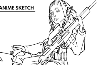 draw simple anime character sketch in action pose