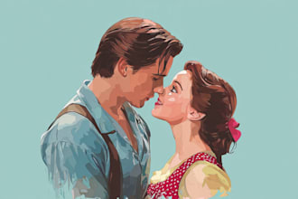 create a custom disney anniversary couple art