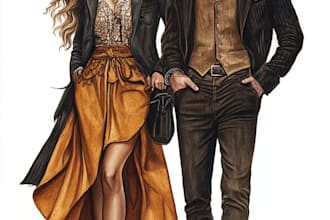 draw a fashion or editorial illustration, sketch, commercial