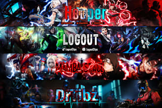 design gaming youtube banner, header, social media banners