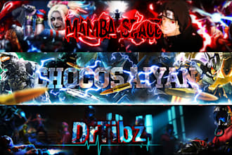 design gaming youtube banner, header, social media banners