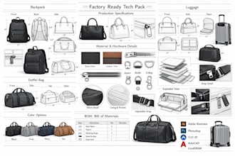 design your backpack, handbag, duffel bag, wallet, luggage, and make a tech pack