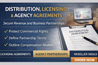 draft distribution deal, licensing agreement, agency agreement for sales partner