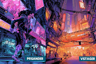 make illustration in scifi cyberpunk, neo tokyo style