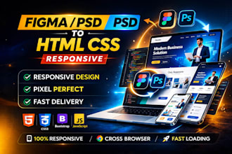convert figma or PSD to responsive HTML CSS