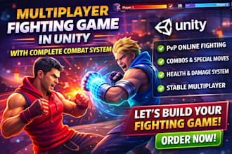 create a multiplayer fighting game in unity with complete combat system