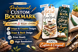design a custom bookmark for authors, kdp, and book promotion