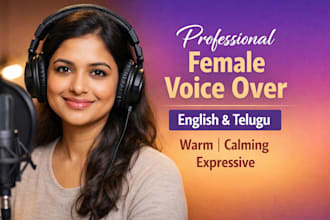 record a female voice over in english and telugu