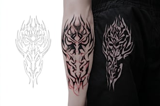 design a unique neo tribal, cyber sigilism, aggrogoth tattoo