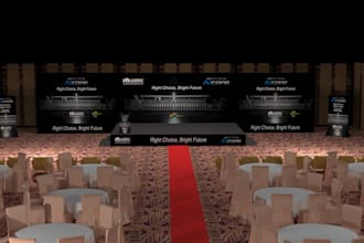 design professional event setup stage and booth in 3d