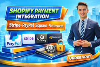 setup shopify paypal, stripe, square, flutterwave payment button API integration