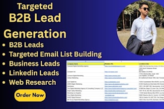 do b2b lead generation, web research and email listing