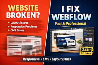 fix webflow website issues, errors and mobile responsiveness