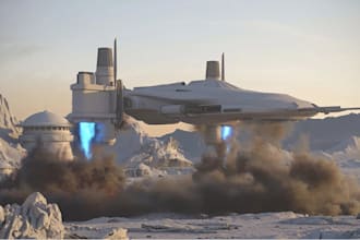 model cinematic hard surface spaceship film trailer, spaceship ue5, jet cockpits