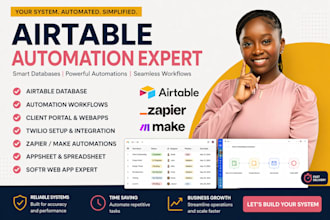 setup airtable database airtable automation crm softr webapp make com zapier