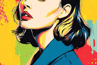 draw pop art illutration, portrait cartoon, pop art portrait