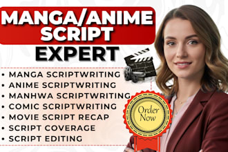 write anime script, manhwa script, manga script, manga anime recap script