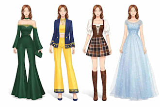 do  trendy custom outfits and detailed fashion illustrations