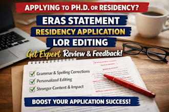 review your eras statement residency application lor editing for phd