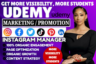 udemy course marketing, online course promotion, instagram social medial manager