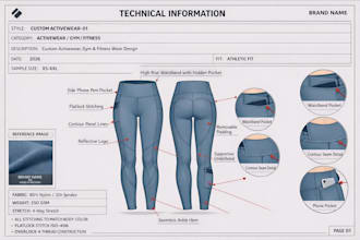 do custom activewear, gym, fitness wear design and tech packs
