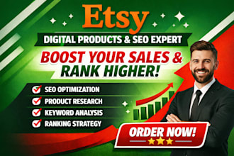 do etsy digital product  esty seo  shop product research etsy rank