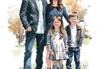 design an watercolor family portrait