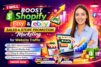 boost shopify etsy and ebay sales store promotion marketing for website traffic