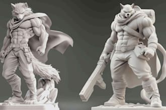 create high detail 3d character sculpt and realistic statue model for3d printing