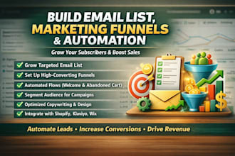 build email list marketing funnel and automation for sales growth