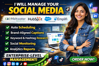 manage social media account via meltwater social hubspot salesforce social studi