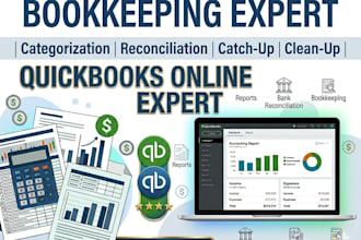 do quickbook online bookkeeping, categorization, cleanup,  and reconciliation