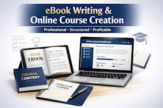 write ebook, online course content, teachable course creation, course curriculum