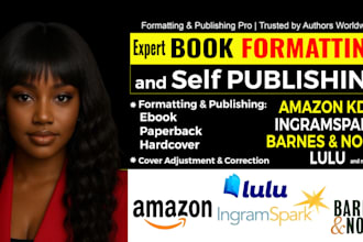 format and publish your book on amazon kindle KDP, barnes and noble, ingramspark