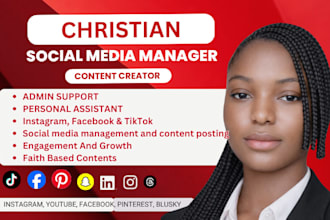 christian church social media manager and content creator virtual assistant VA