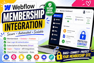 integrate webflow membership with memberstack, firebase, outseta and stripe