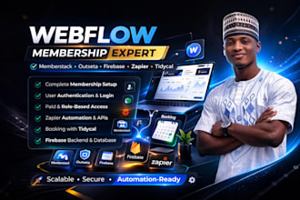 integrate webflow membership with memberstack outseta tidycal firebase zapier