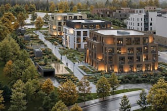 renew emerald residential complex, modern urban villa design,apartment rendering