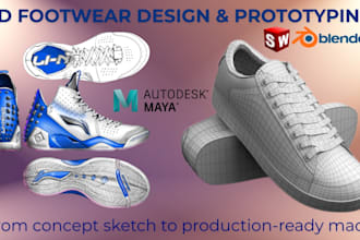 do 3d shoe, sneakers, boot, footwear, 3d model design 3d rendering and animation