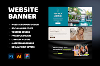 design website banner, header, covers and shopify sliders