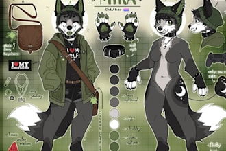 do furry ref sheet fursona art furry reference sheet vtuber model nsfw furry art