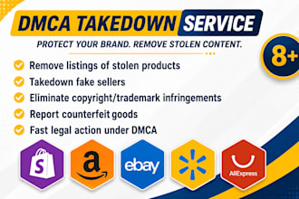 report fake listings, stolen content and copyright violations on shopify ebay