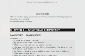 write a full length game script including dialogues, gameplay and worldbuilding