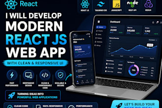 develop a professional react js website with clean UI