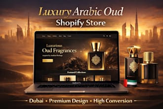 design luxury arabic oud fragrance perfume shopify store for uae dubai brand