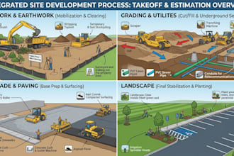 do site work earthwork, grading, utilities and landscape takeoff and estimate